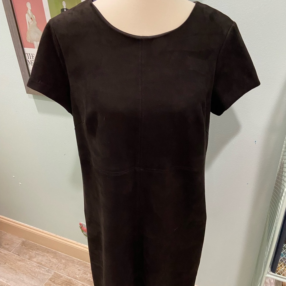 PURE NAVY  black faux suede sheath dress. Size 10